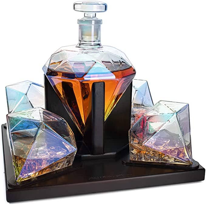 The Wine Savant Diamond Whiskey and Wine Decanter, 750ml