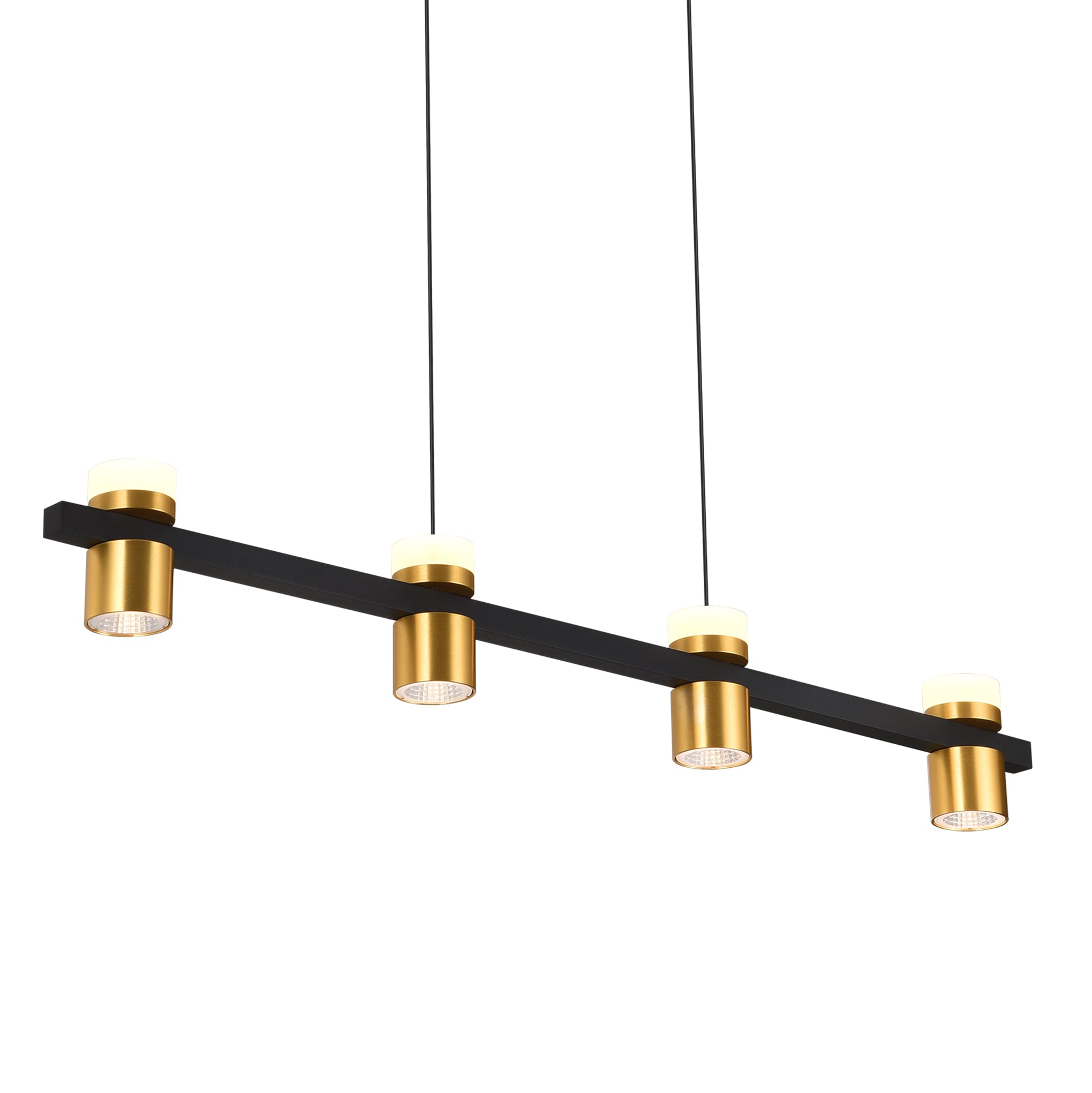 VONN Artisan Ferro VMC34334BL 34"" Integrated LED ETL Certified Pendant, Height Adjustable Chandelier, Black