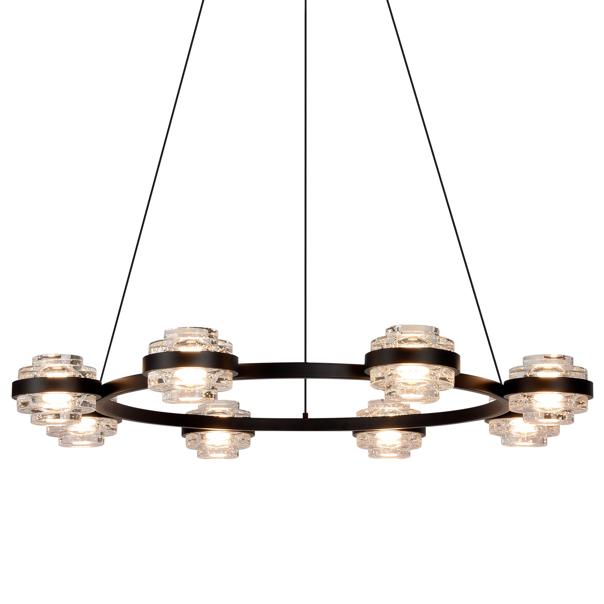 VONN Artisan Milano VAC3338BL 33"" Integrated LED ETL Certified Pendant, Height Adjustable Ring Chandelier, Black