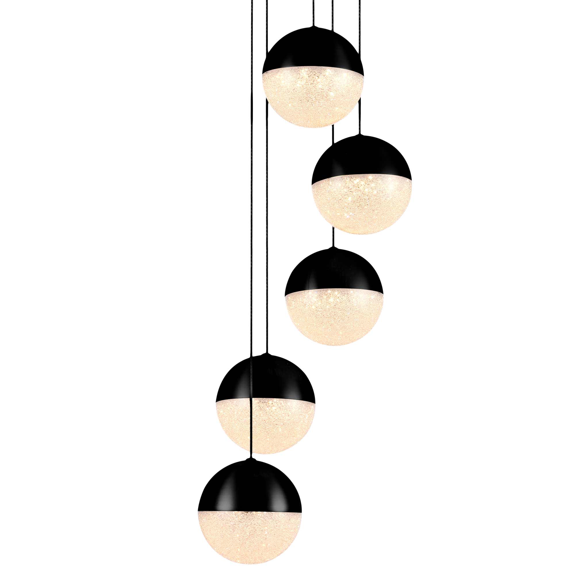 VONN Artisan Ravello VAC3285BL 5-Light Integrated LED ETL Certified Pendant Height Adjustable Chandelier, Black