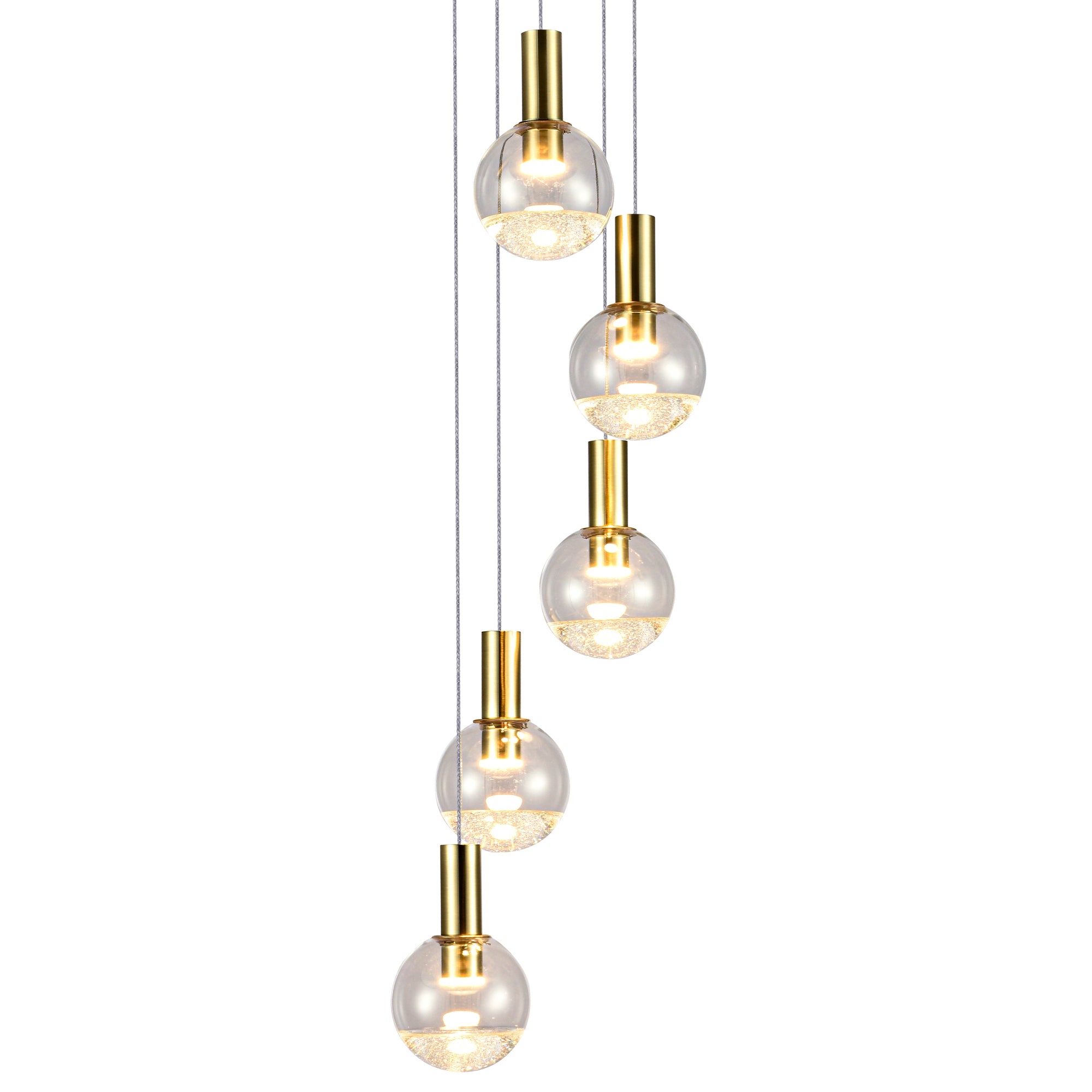 VONN Artisan Sienna VAC3185BRS 5-Light ETL Certified Integrated LED Pendant, Height Adjustable Chandelier, Brass