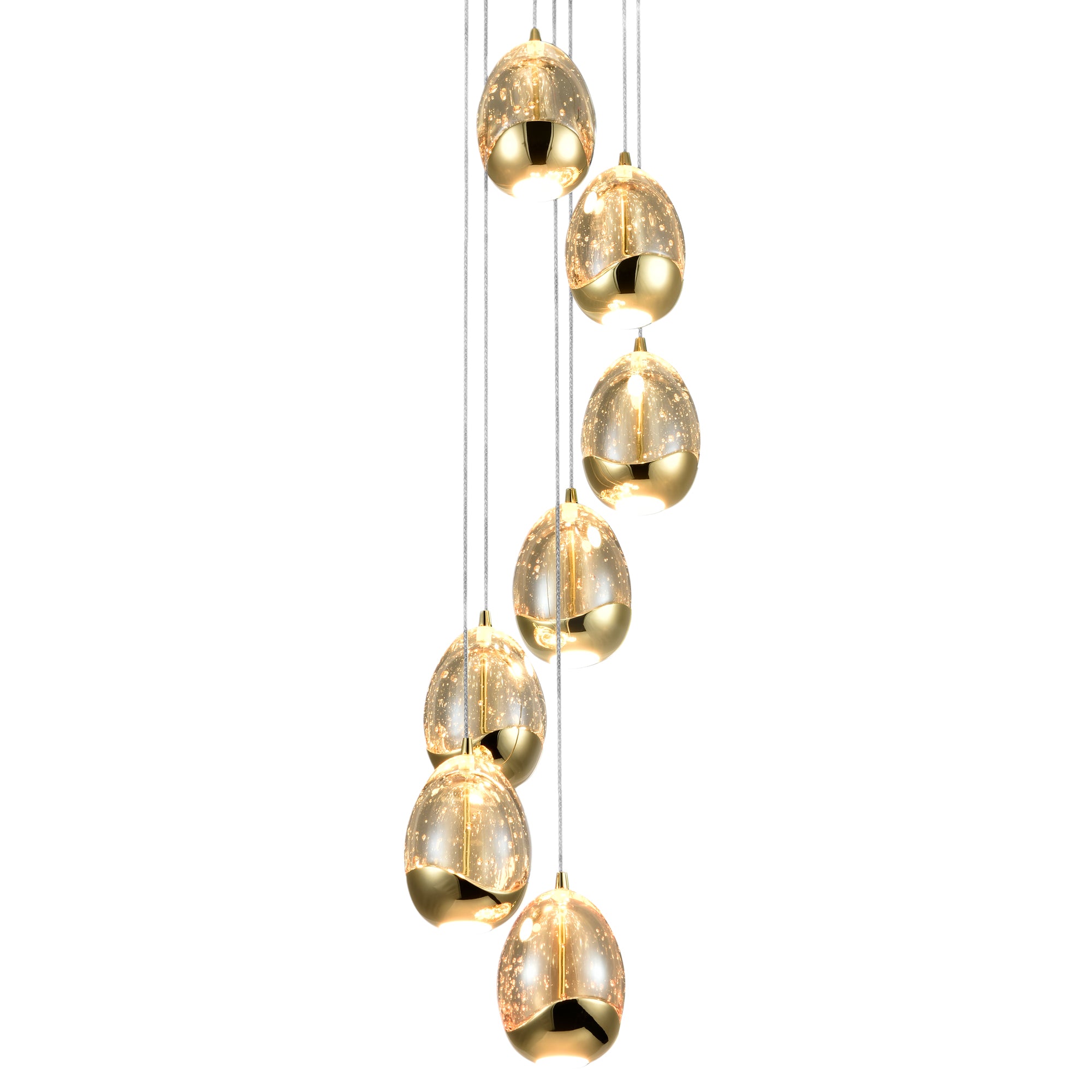 VONN Artisan Venezia VAC3207GL 7-Light Integrated LED ETL Certified Pendant, Height Adjustable Chandelier, Gold