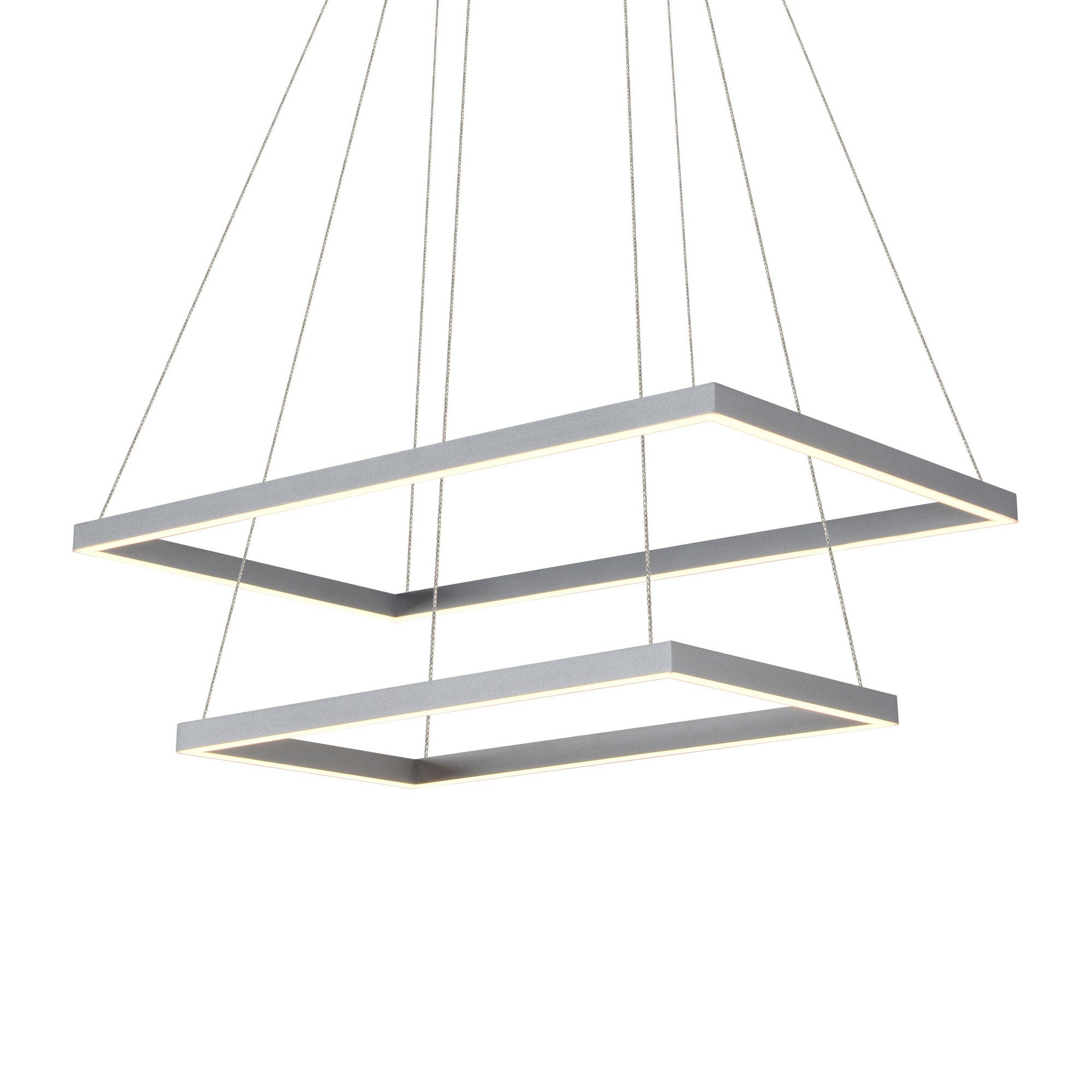 VONN Atria Duo VMC31710AL 29"" Integrated LED ETL Certified Square Chandelier, Height Adjustable Silver Pendant