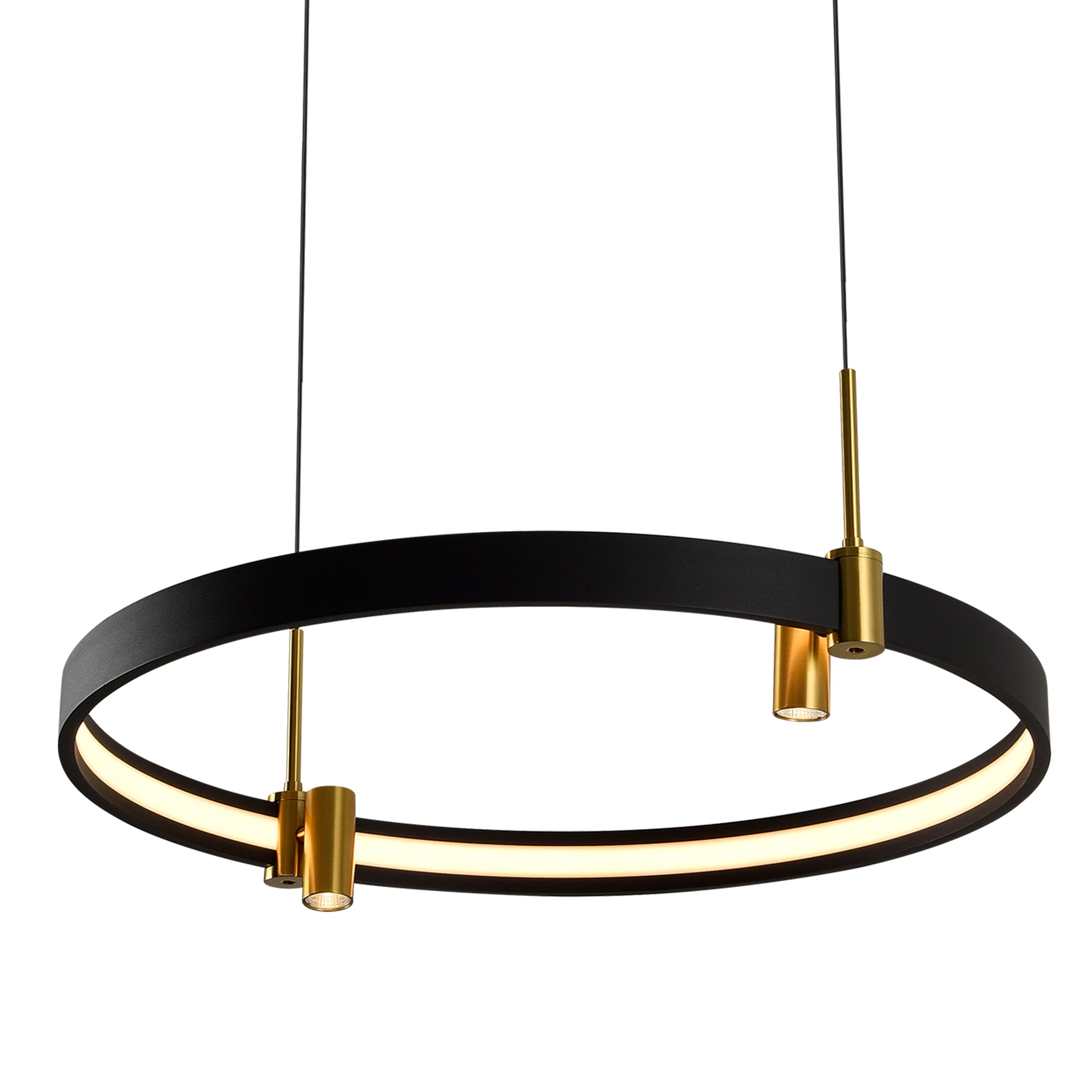 VONN Tania VMC33223BL 23"" 100-277V Integrated LED ETL Certified Pendant, Height Adjustable Ring Chandelier, Black