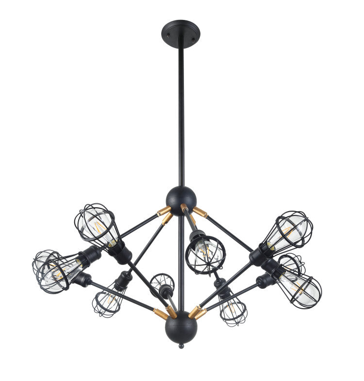 VONN VVC31320BL 36"" UL Certified Multi-Pivoting-Arm Chandelier with LED Filament Bulbs, Matte Black