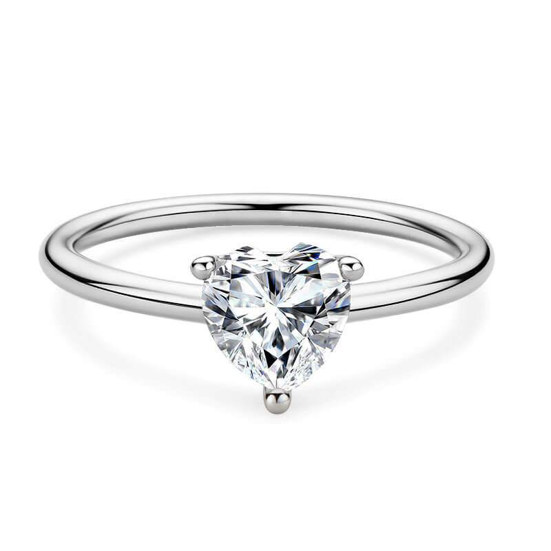 Solitaire Heart Shape Moissanite Engagement Ring 1.0 ct, 925 Silver / 4.5