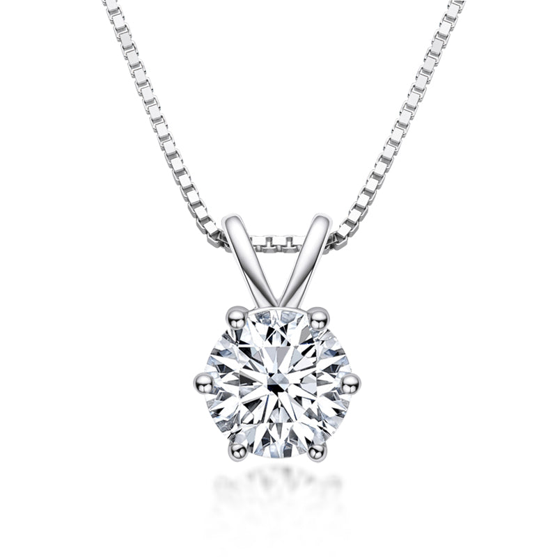 Classic Six-Prong Moissanite Pendant 1.0 ct, 925 Silver