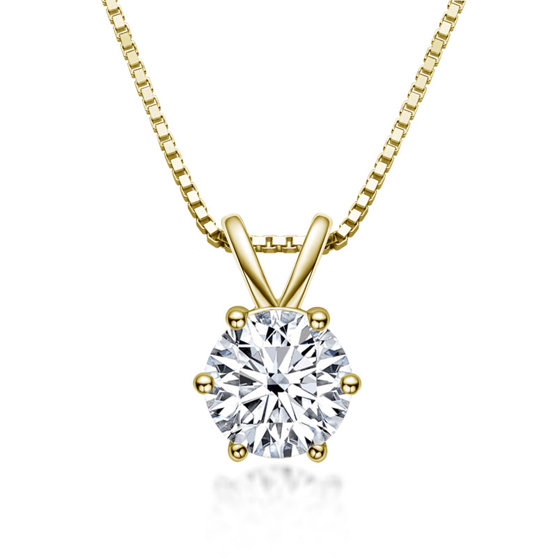 Classic Six-Prong Moissanite Pendant 1.0 ct, Gold Plated Silver