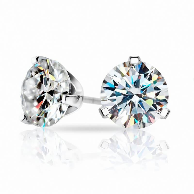 Classic Three-Prong Moissanite Stud Earrings (3.0 ct.tw.), 925 Silver