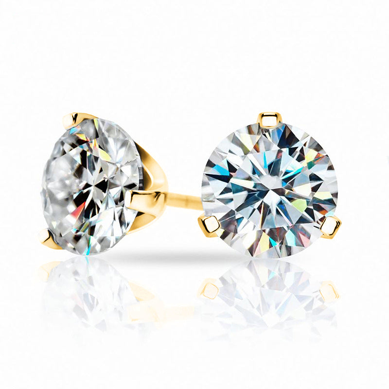 Classic Three-Prong Moissanite Stud Earrings (3.0 ct.tw.), 14K Yellow Gold