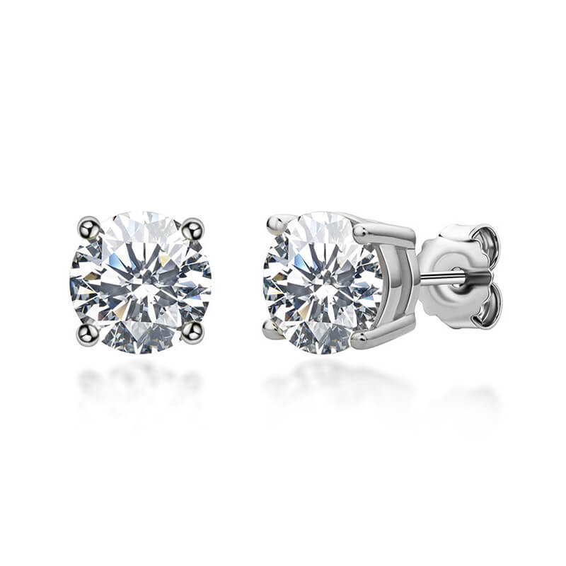 Basket Setting Moissanite Stud Earrings (1.0 ct.tw.), 925 Silver