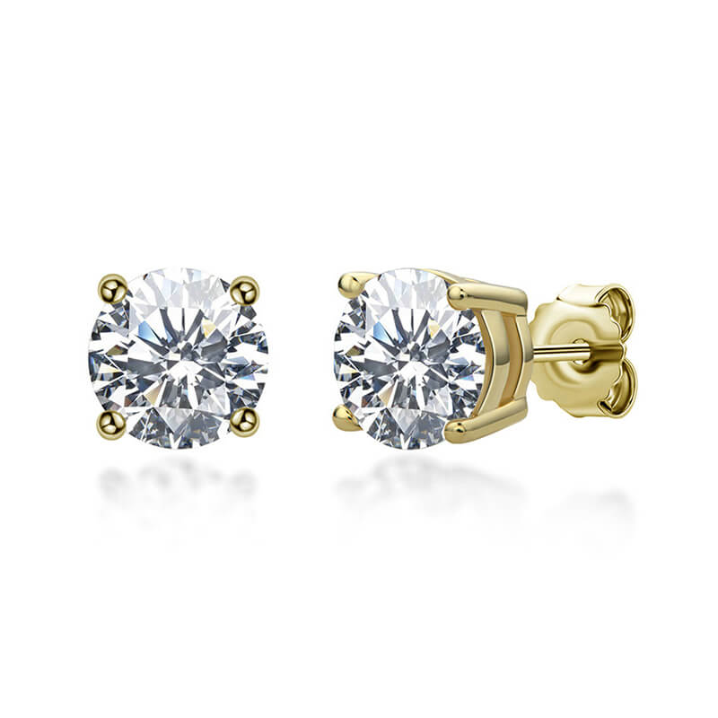 Basket Setting Moissanite Stud Earrings (1.0 ct.tw.), Gold Plated Silver