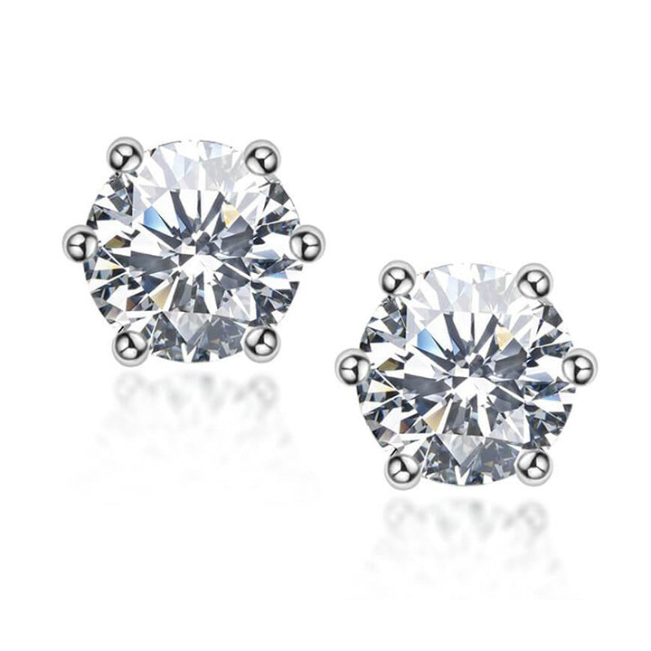 Basket Setting Six-Prong Moissanite Stud Earrings (2.0 ct.tw.), 925 Silver