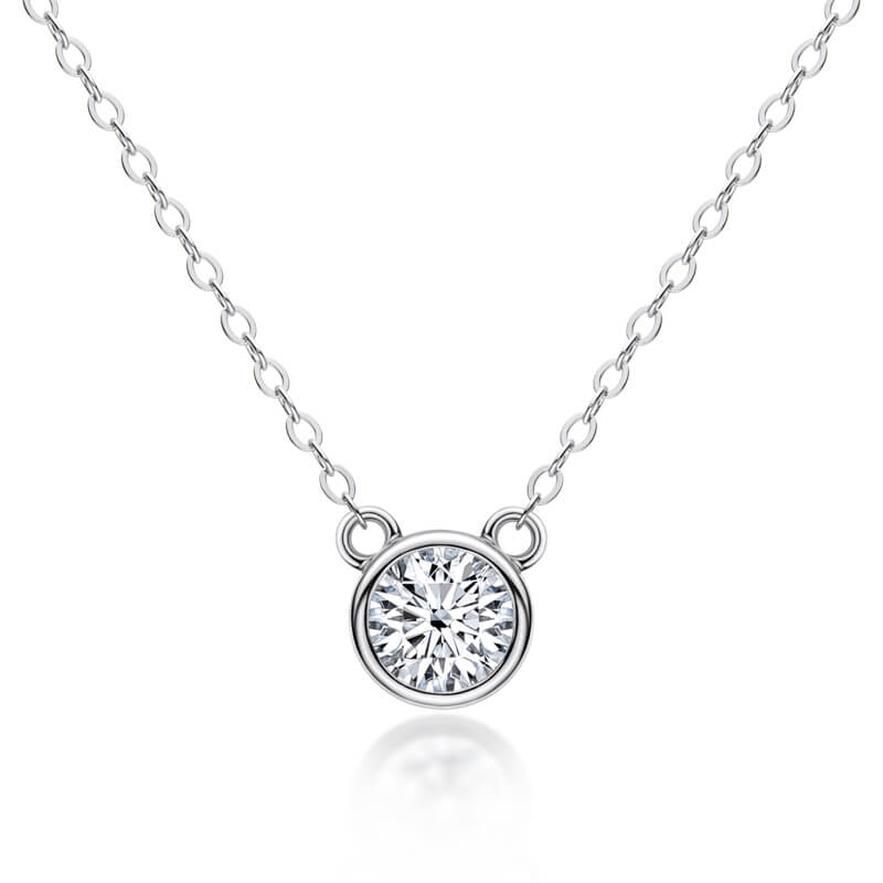 Bezel Setting Moissanite Pendant 1.0 ct, 925 Silver