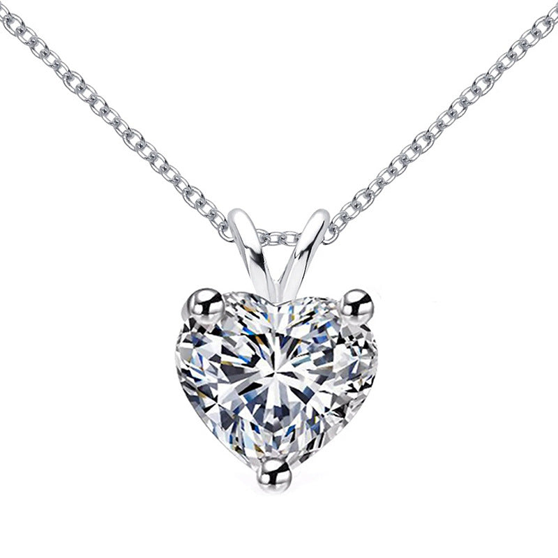 Heart Shape Moissanite Pendant 1.0 ct, 925 Silver