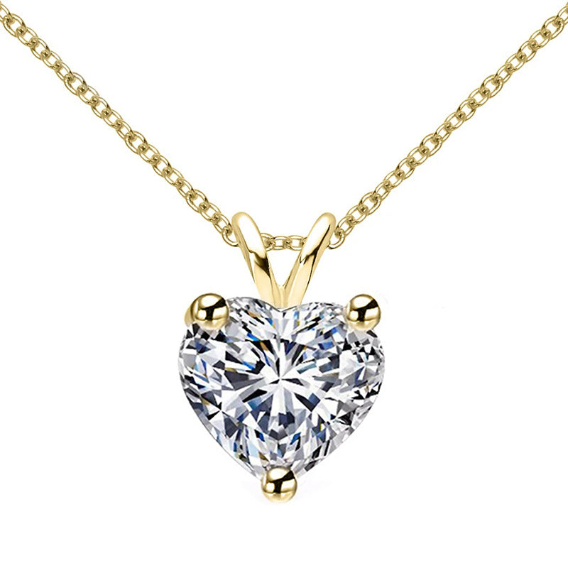 Heart Shape Moissanite Pendant 1.0 ct, Gold Plated Silver