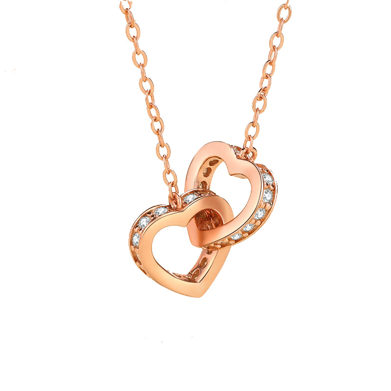 Heart to Heart Moissanite Pendant (0.48 ct.tw.), Rose Gold Plated Silver