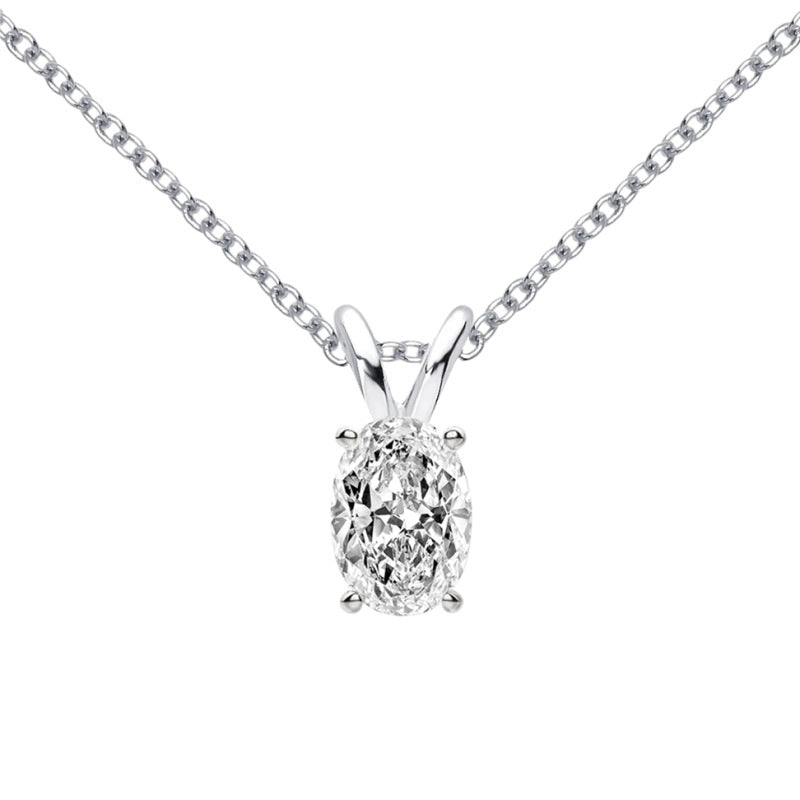 Oval Cut Moissanite Pendant 1.0 ct, 925 Silver