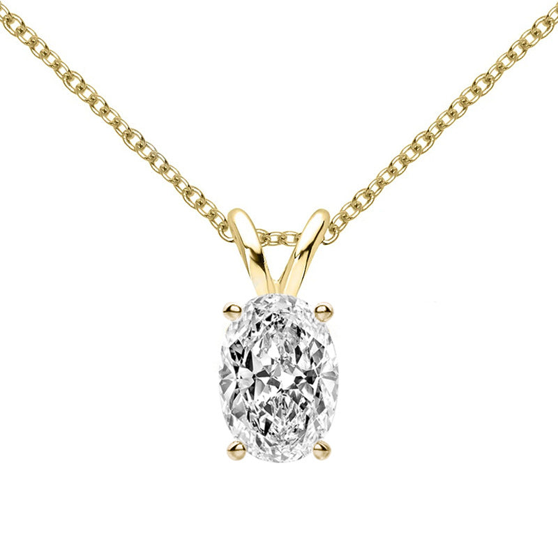 Oval Cut Moissanite Pendant 1.0 ct, Gold Plated Silver