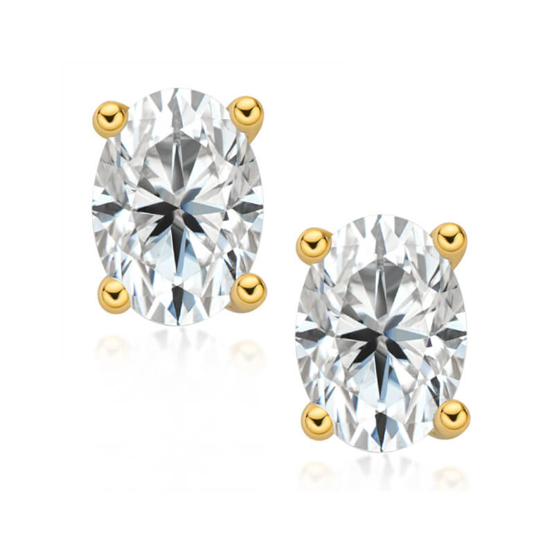 Oval Cut Moissanite Stud Earrings (2.0 ct.tw.), Gold Plated Silver