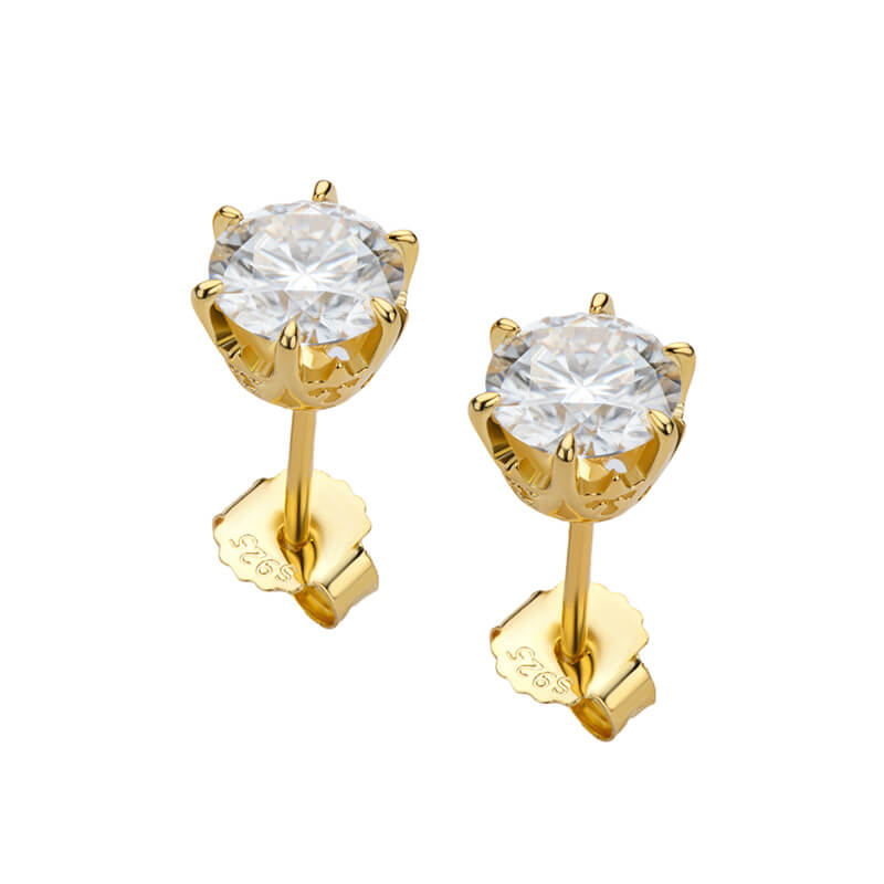 Six-Prong Moissanite Stud Earrings (1.0 ct.tw.), Gold Plated Silver