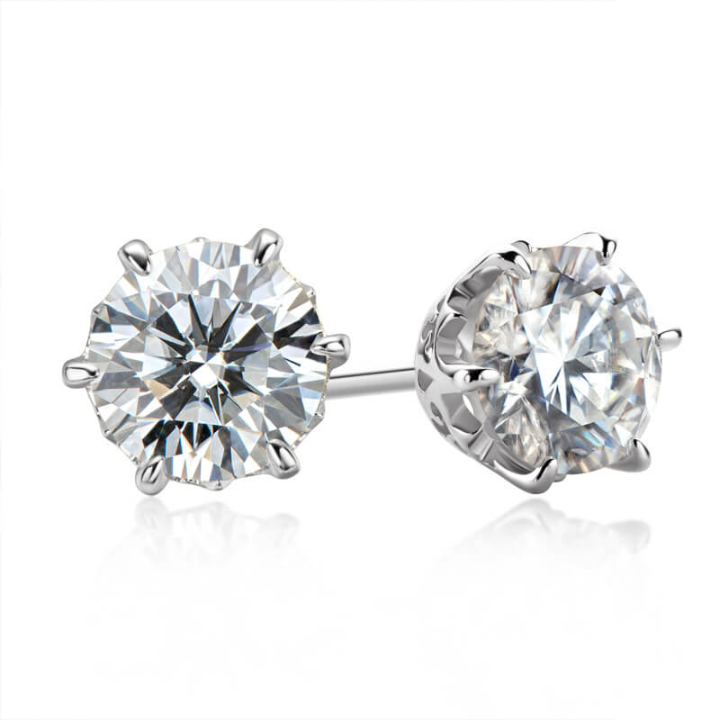 Six-Prong Moissanite Stud Earrings (2.0 ct.tw.), 925 Silver