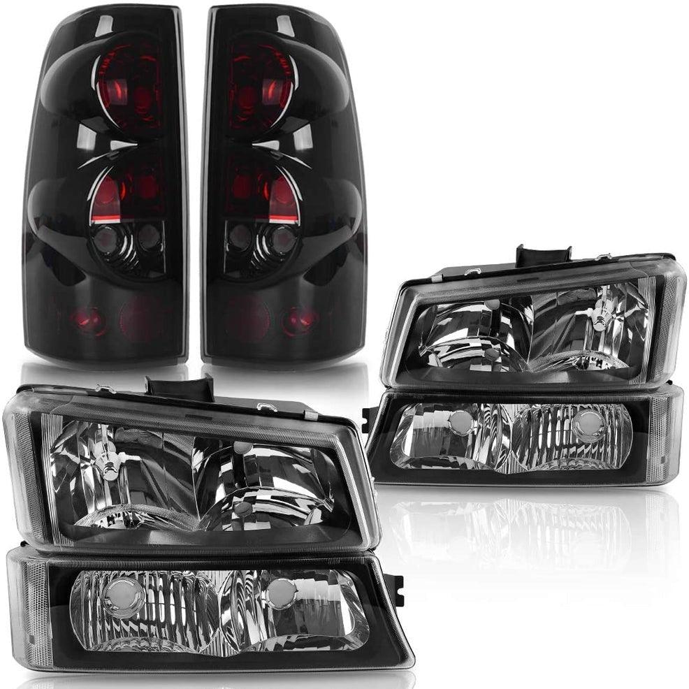 YITAMOTOR Chevy Silverado 2003-2006 Headlights + Smoke Taillight headlamp Set