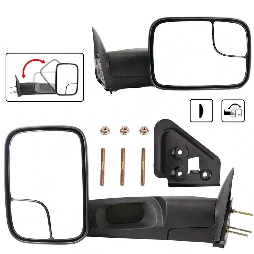 YITAMOTOR Towing Mirrors Compatible with 1994-2001 Dodge Ram 1500, 1994-2002 Dodge Ram 2500 3500 Manual Flip-Up Folding with Support Brackets Tow Mirrors