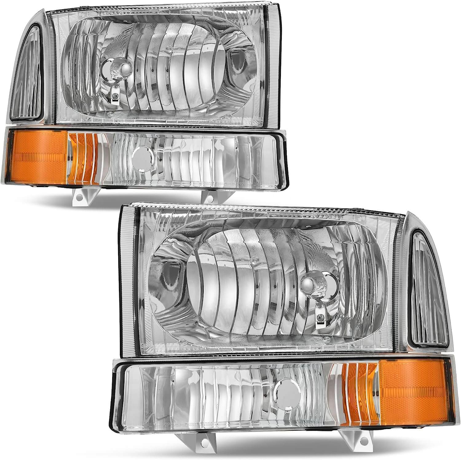 YITAMOTOR 1999-2004 Ford F250 / F350 / F450 / F550 / Super Duty / Excursion Headlights Assembly Chrome Housing