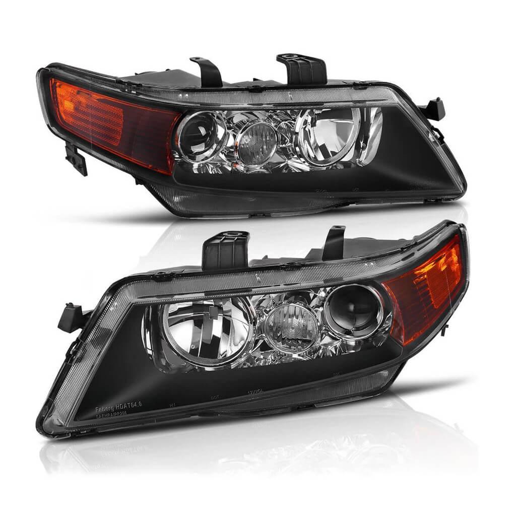 YITAMOTOR Projector Headlight Assembly Left+Right for 2004-2005 Honda Acura TSX Black Housing(Passenger And Driver Side)