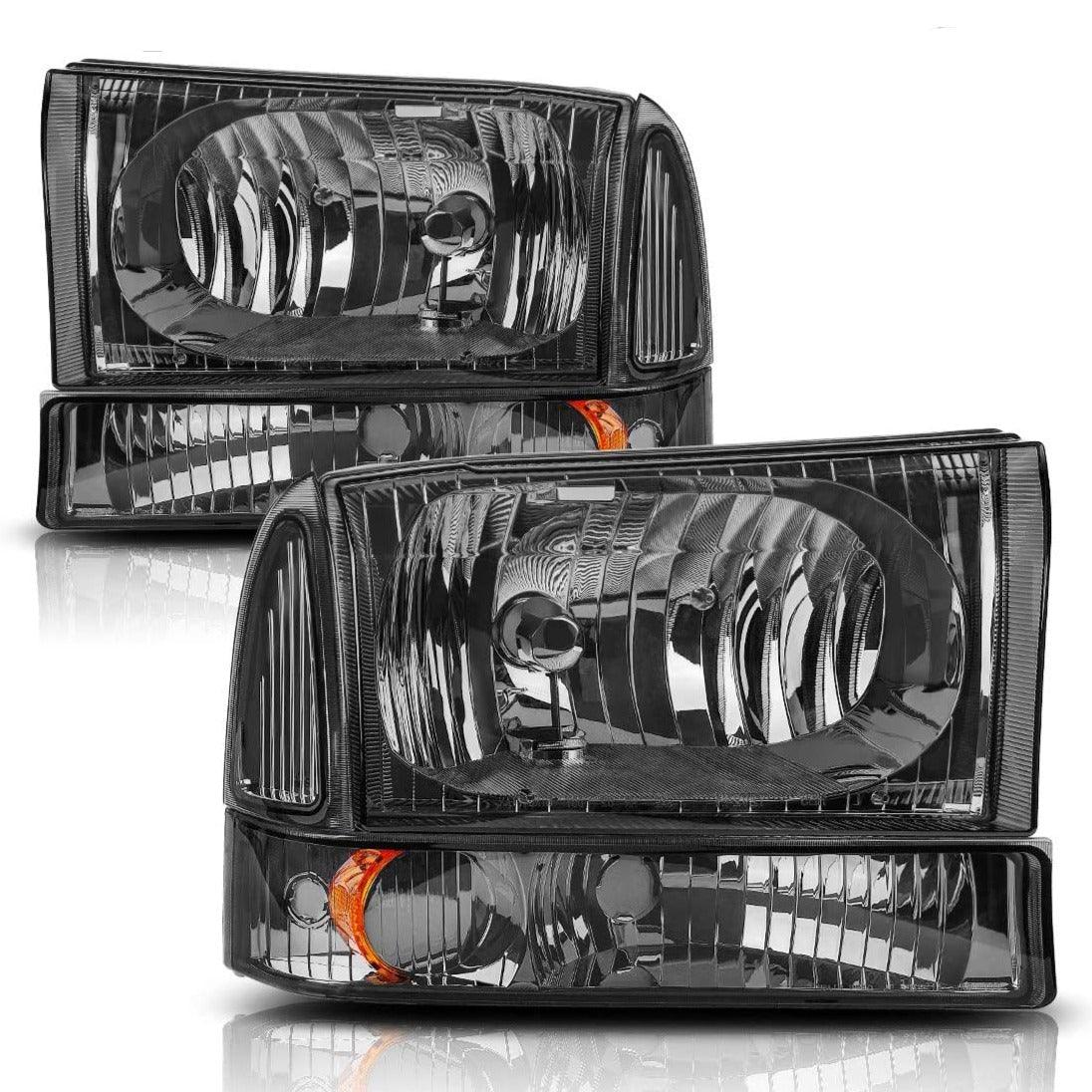 YITAMOTOR 00-04 Ford Excursion/99-04 F250 F350 F450 F550 Super Duty Headlight Assembly Black Housing