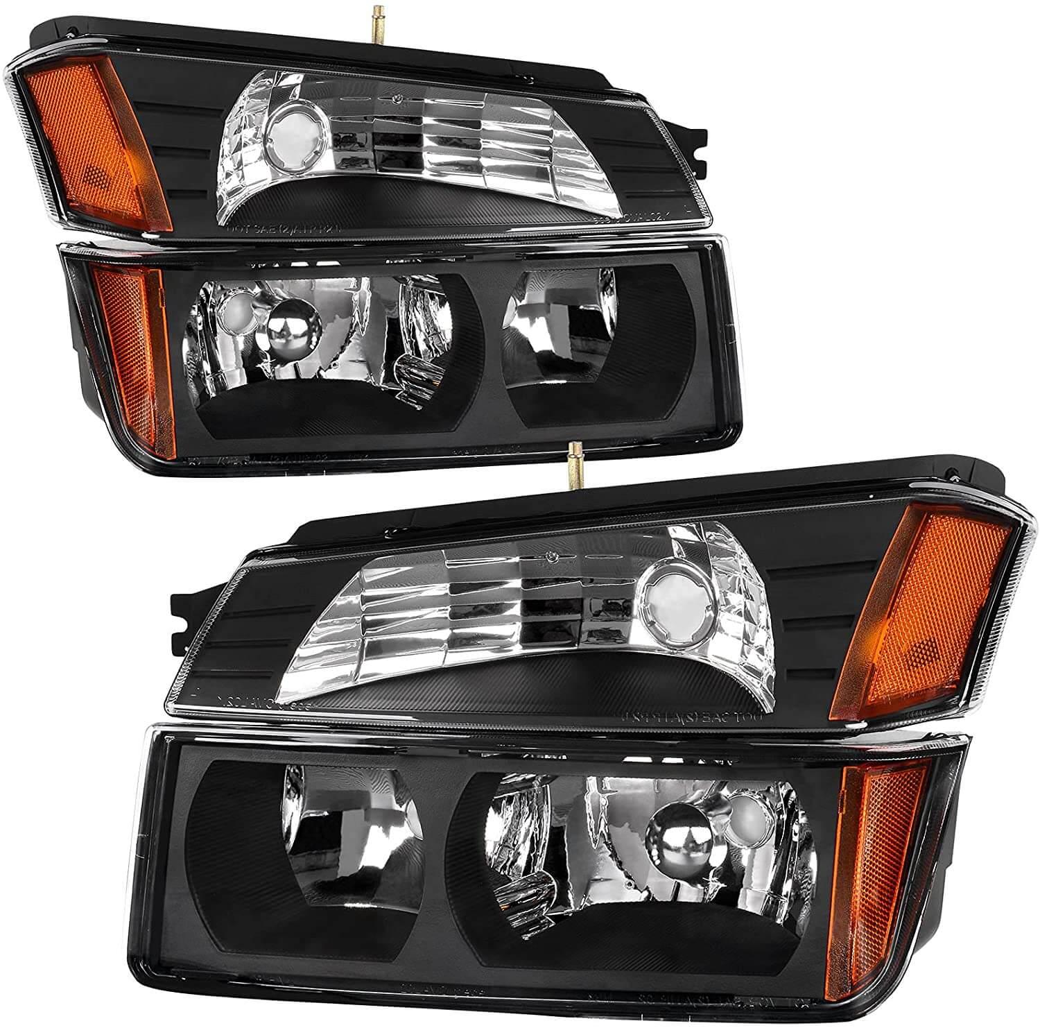 YITAMOTOR Headlight Assembly for 2002-2006 Chevy Avalanche Pickup Black Housing with Body Cladding Models