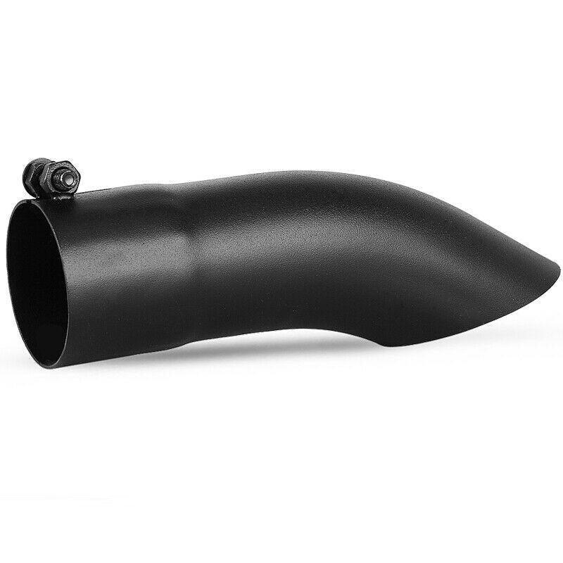 YITAMOTOR2.5" Inlet 9" Long Turn Down Exhaust Tip Bolt on Black Painting Finish Stainless Steel