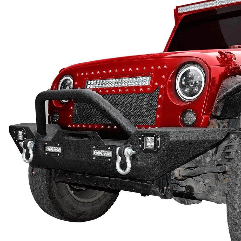 YITAMOTOR Front Bumper for 07-18 Jeep Wrangler JK & Unlimited Rock Crawler Bumper