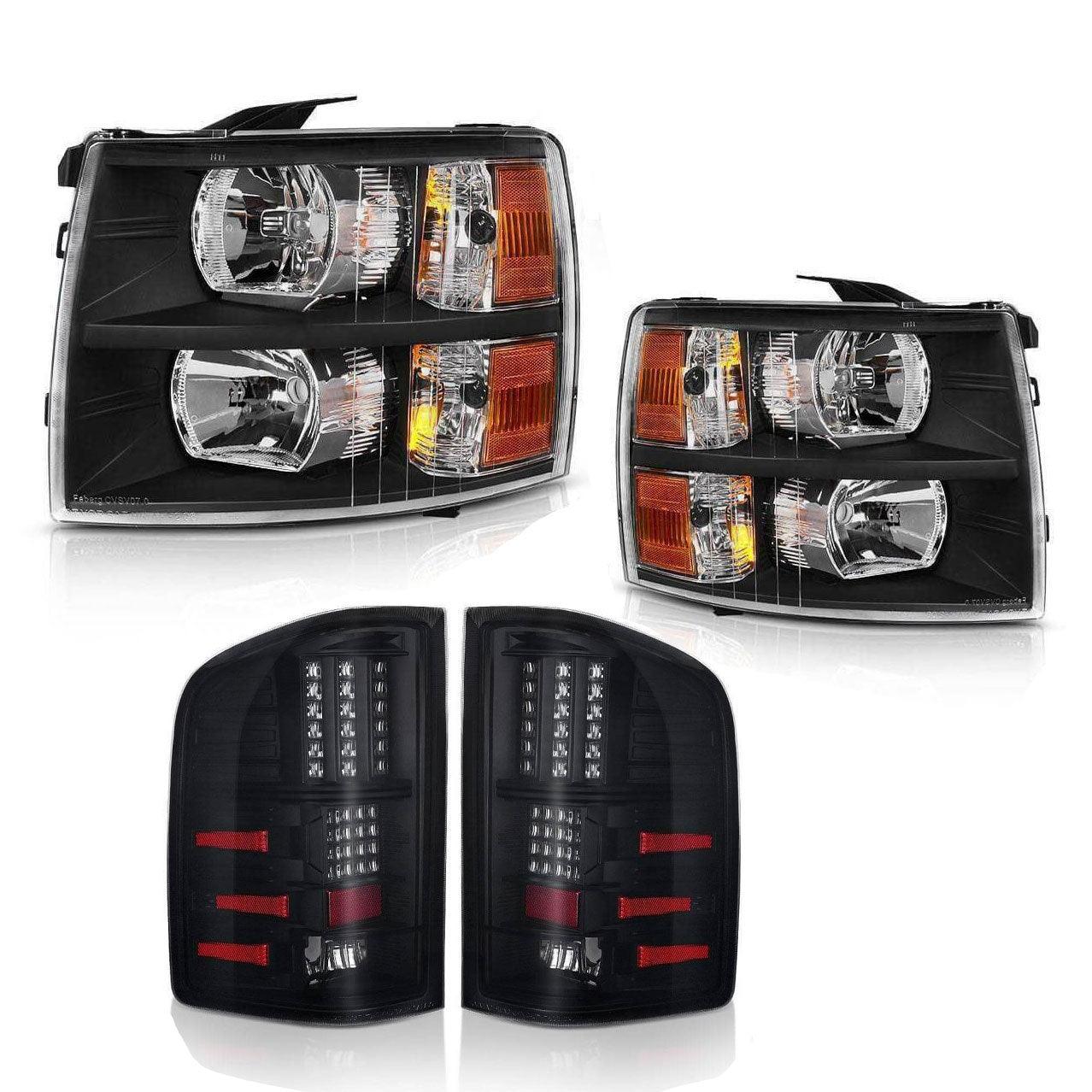 YITAMOTOR 2007-2014 Chevy Silverado Headlights + Tail Lights Replacement