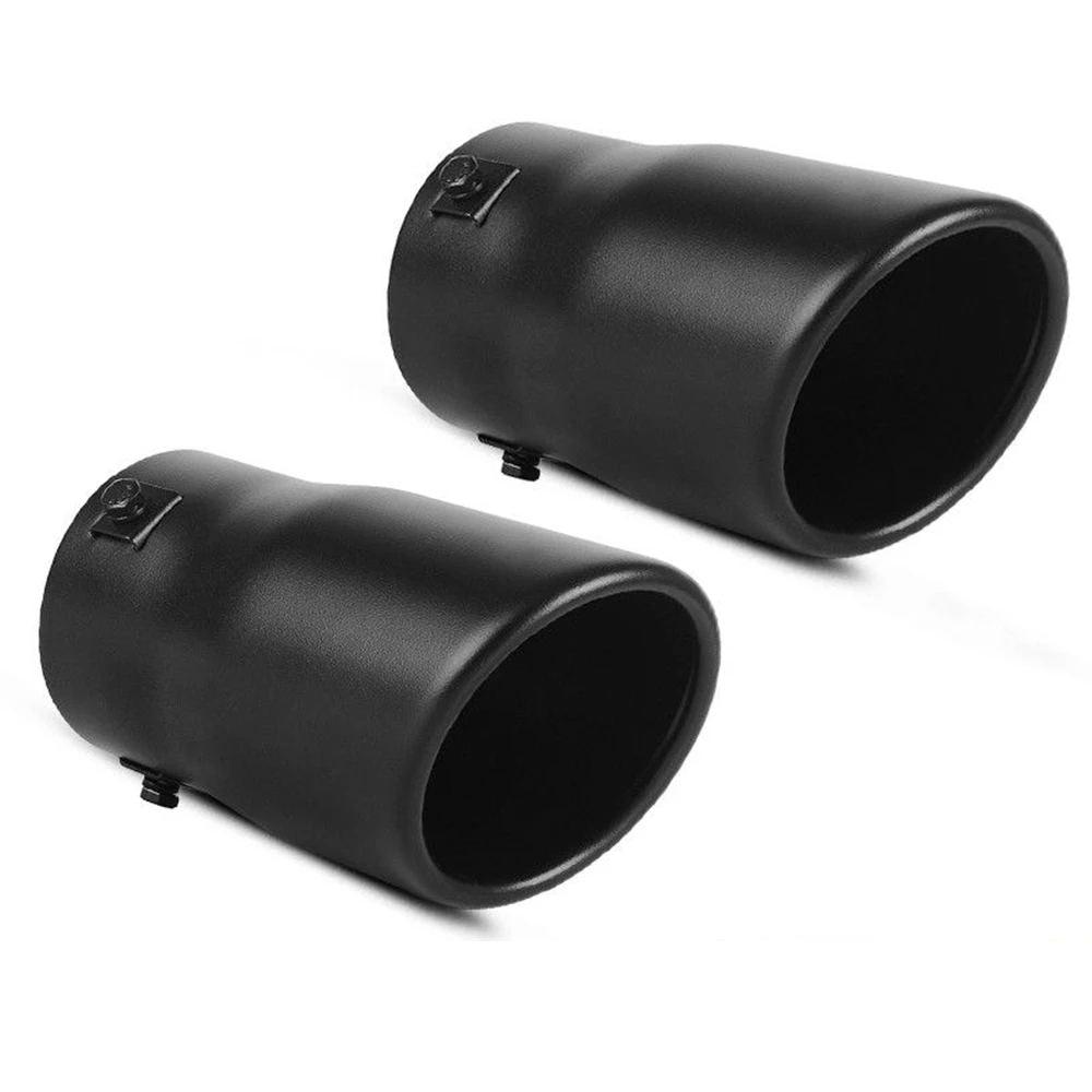 YITAMOTOR Pair Exhaust Tips Fit 2'' to 3'' Inlet 3.5'' Outlet 6'' Long Bolt On Black Stainless Steel