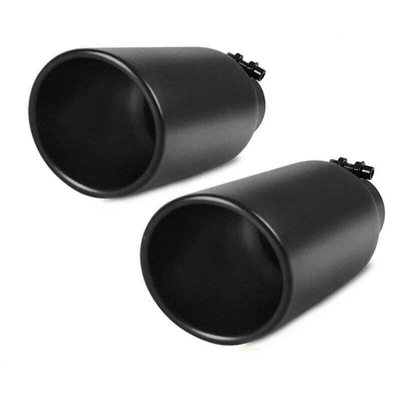 YITAMOTOR Pair 2.5" Inlet Black Exhaust Tip Bolt on, 2 1/2 Painting Finish Stainless Steel 2.5''x4''x12'' Bolt/Clamp On Design