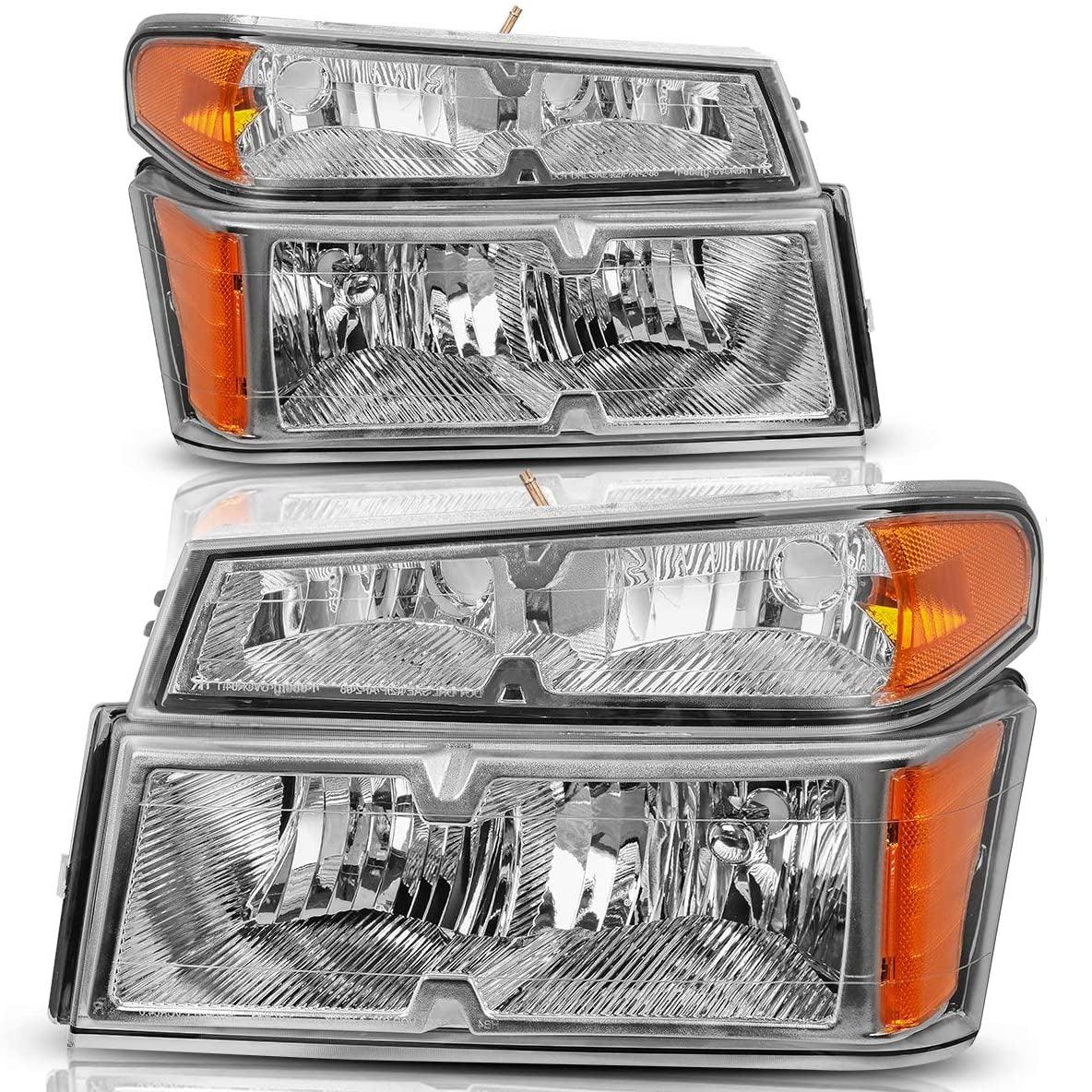 YITAMOTOR 2004-2012 Chevy Colorado/GMC Canyon Chrome Housing Headlight Assembly Headlamps