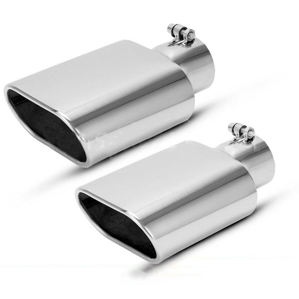 YITAMOTOR 2pcs 2.5" Inlet 5.5''x3''Outlet Square Bolt on Exhaust Tip Chrome Polished Diesel