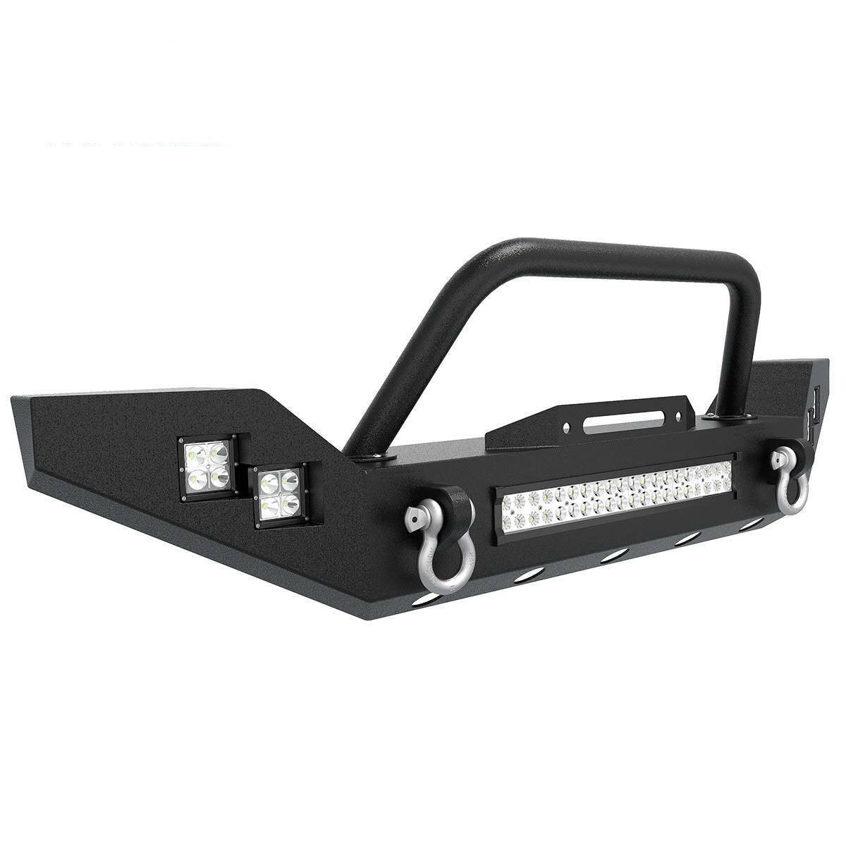 YITAMOTOR Front Bumper for 07-18 Jeep Wrangler JK 120W LED Light Bar+ 4X 20W LED Light