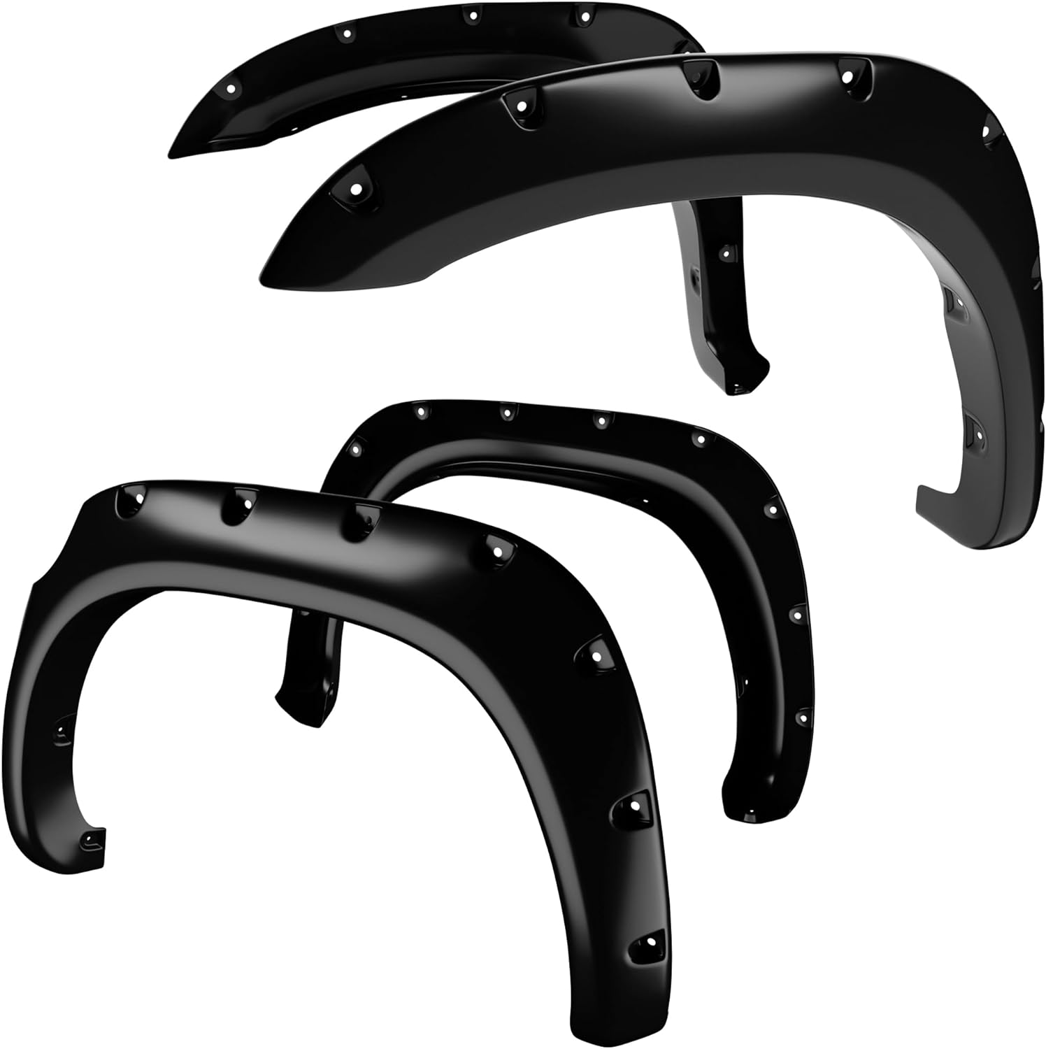 YITAMOTOR Fender Flares Kit Compatible for 2007-2013 Toyota Tundra, UV Protected Dura-Flex Material Smooth Black Finish Front Rear Wheels Pocket Rivet Style