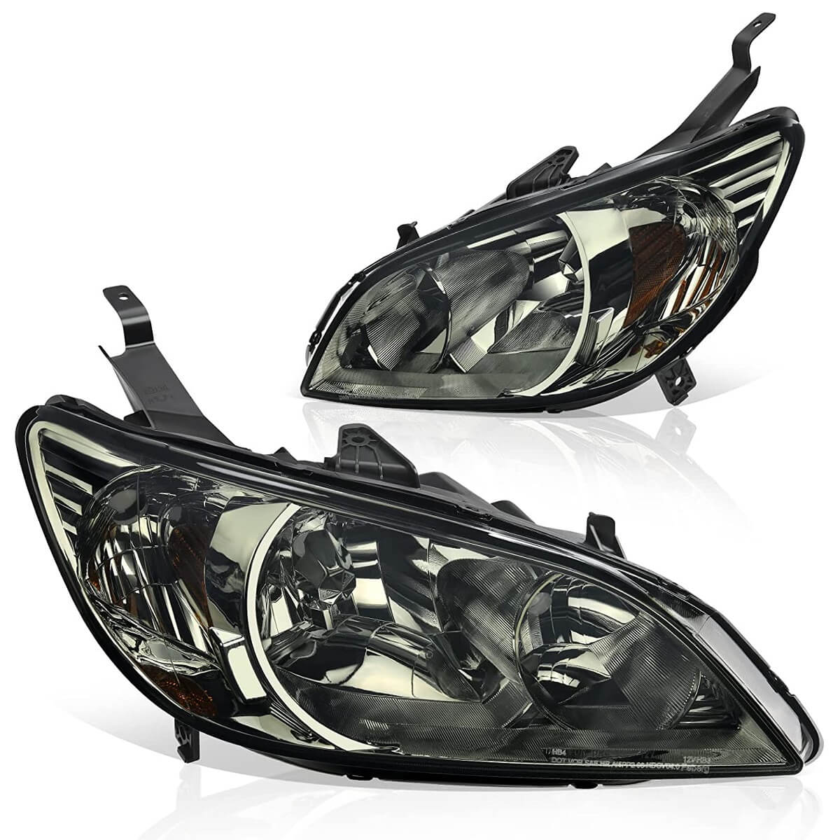 YITAMOTOR Pair Smoke Lens Headlights Assemblies for 2004 2005 Honda Civic 2Dr/4Dr