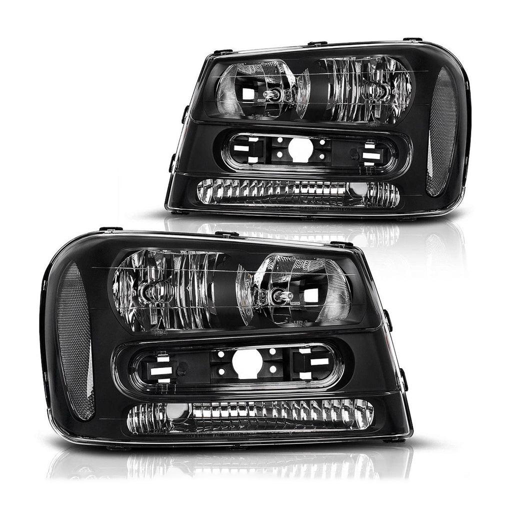 YITAMOTOR 2002-2009 Chevy Trailblazer Black Housing Headlamp Headlights, Except for 2006-2009 LT models