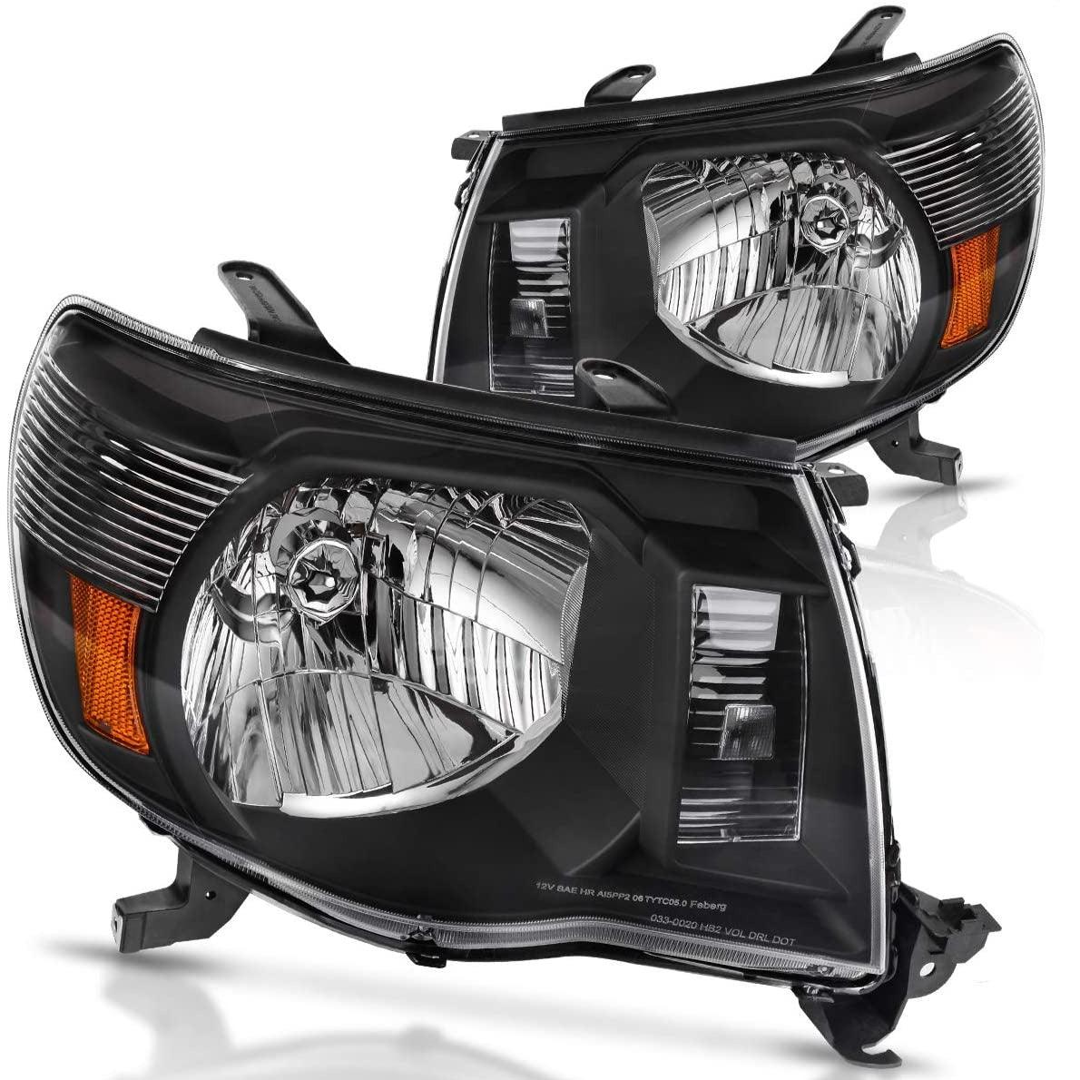 YITAMOTOR 2005-2011 Toyota Tacoma Headlights Assembly Black Housing Headlamp