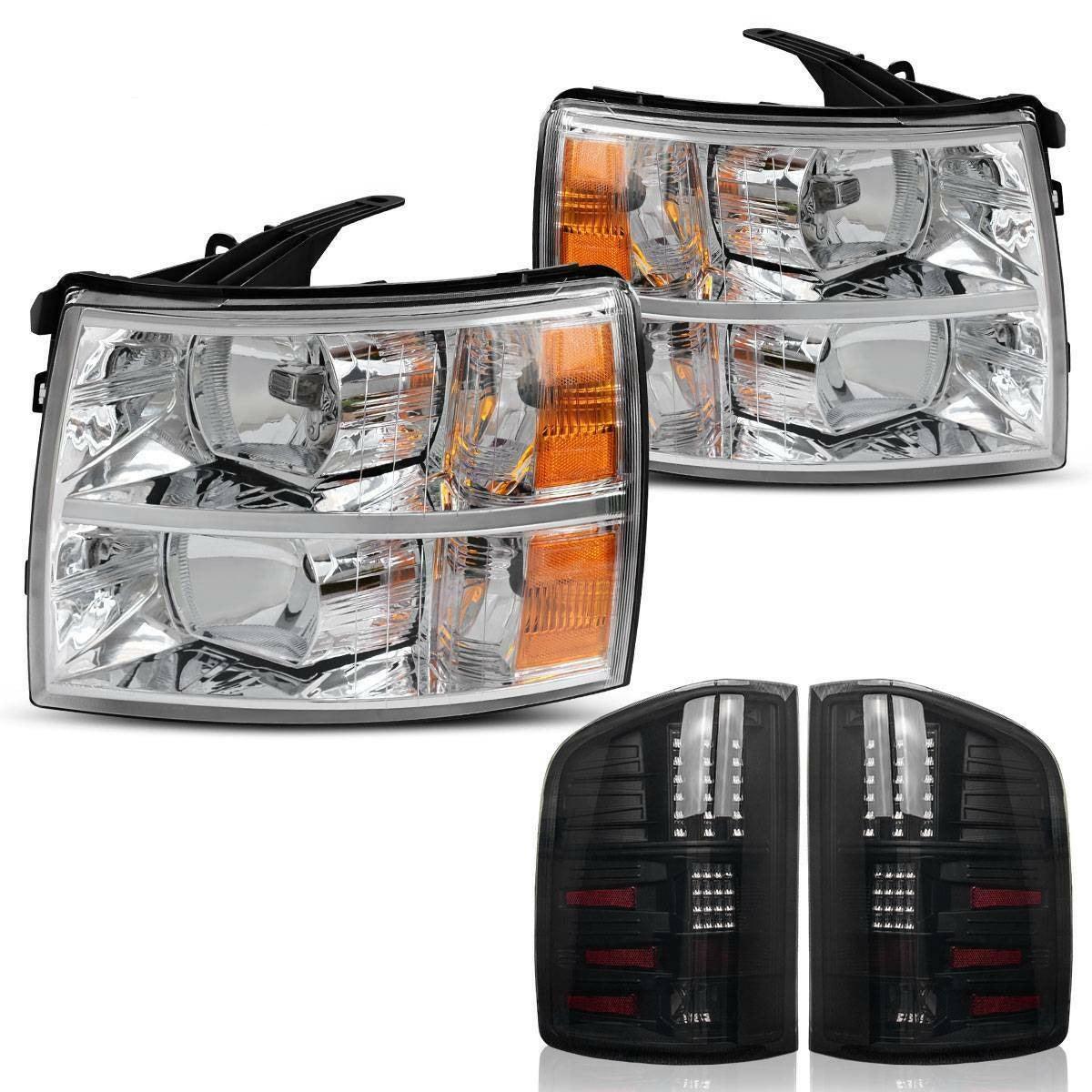 YITAMOTOR Headlights+Tail Lights Assembly Replace for 2007-2014 Chevy Silverado