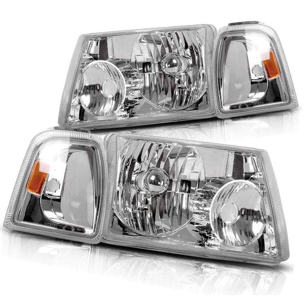 YITAMOTOR 2001-2011 Ford Ranger Headlight Assembly Corner light Chrome Housing Clear Lens