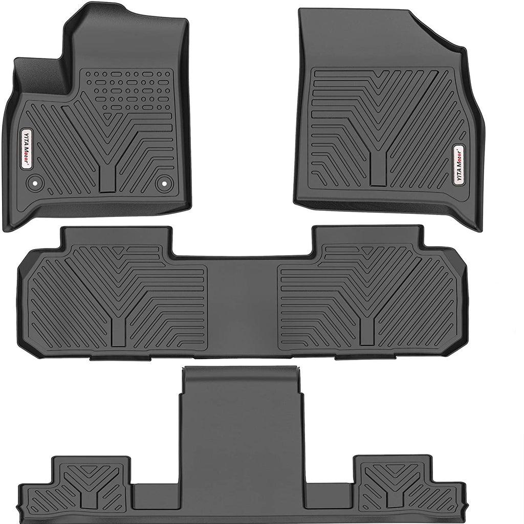 YITAMOTOR Floor Mats For 18-23 Chevy Traverse, Custom-Fit Black TPE, 1st, 2nd and 3rd Row All-Weather Protection