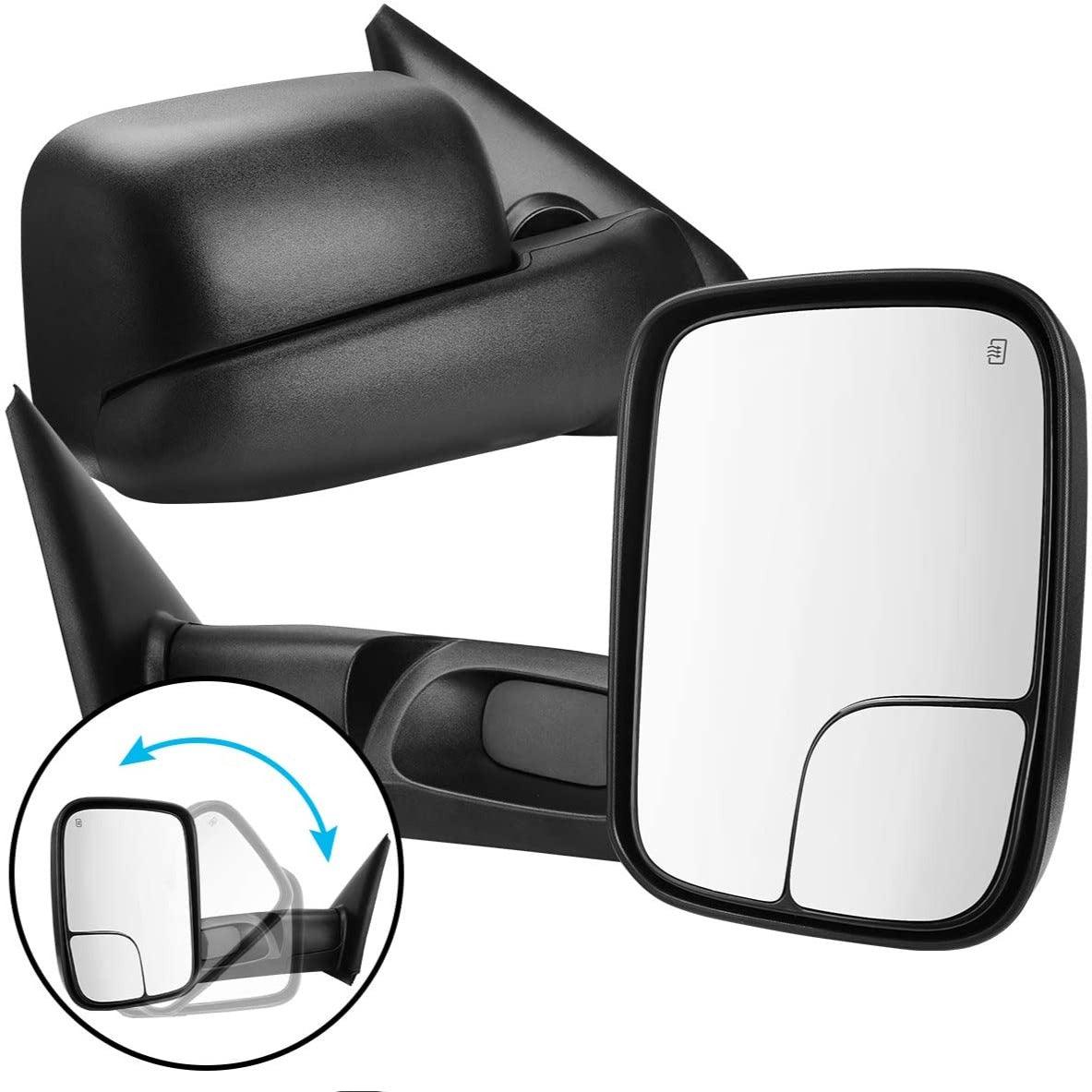 YITAMOTOR Tow Mirrors 02-08 Dodge RAM 1500 03-09 Dodge RAM 2500 3500 Power Heated Dual Lenses Flip-Up Side Mirror