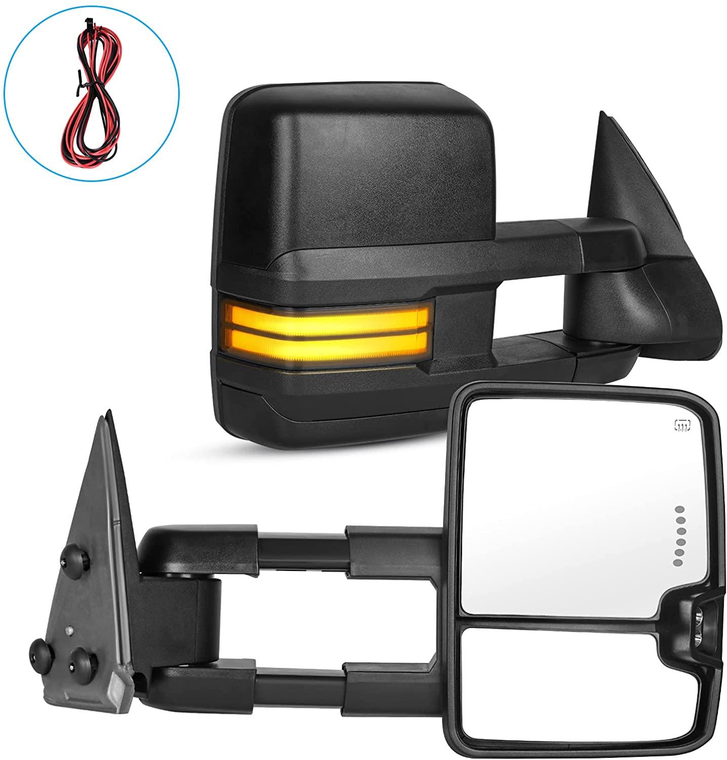 YITAMOTOR 03-06 Chevy Silverado Tahoe Suburban GMC Sierra Yukon Extendable Tow Mirrors Turn Signal Powered Heated