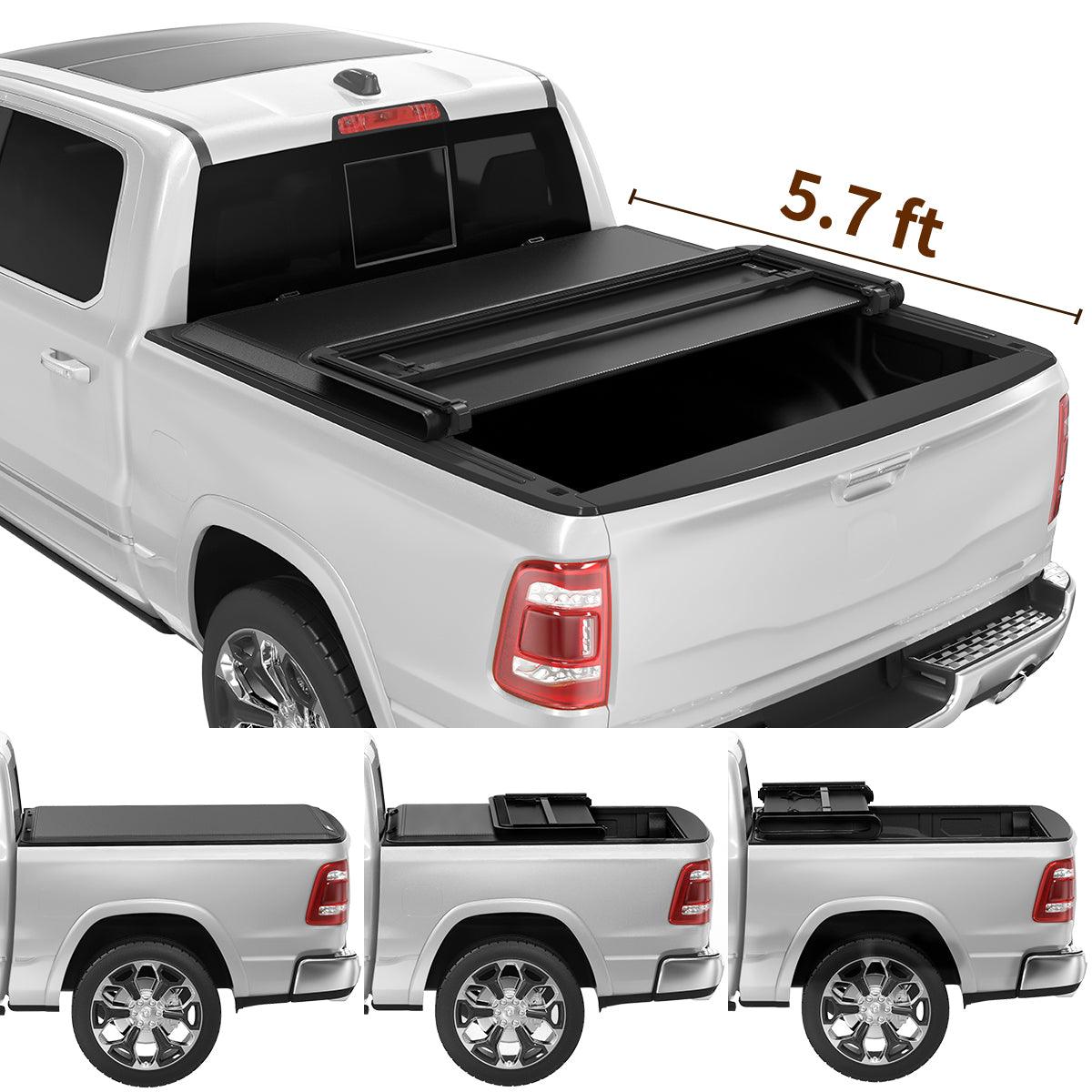 YITAMOTOR 09-25 Ram 1500 Classic/New body, Fleetside 5.7ft Bed Soft Tri-Fold Truck Bed Tonneau Cover Without Rambox